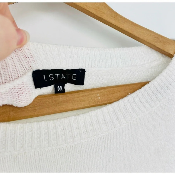 1. State Balloon Sleeve Crewneck Sweater in Ivory Size M - Picture 6 of 7